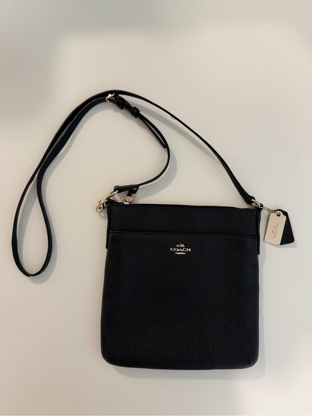 Coach Black Leather Crossbody with Gold Hardware